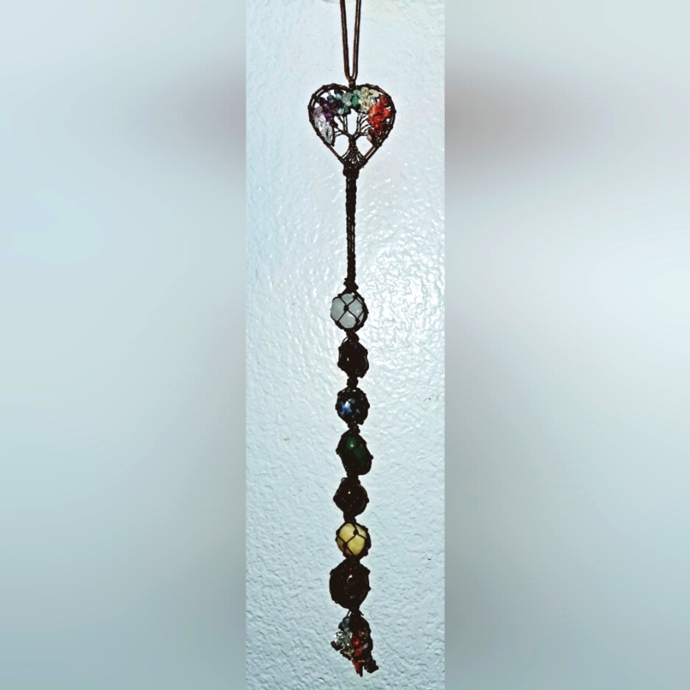 7 Chakra Natural Stone- Tree of Life Hanging Pendant